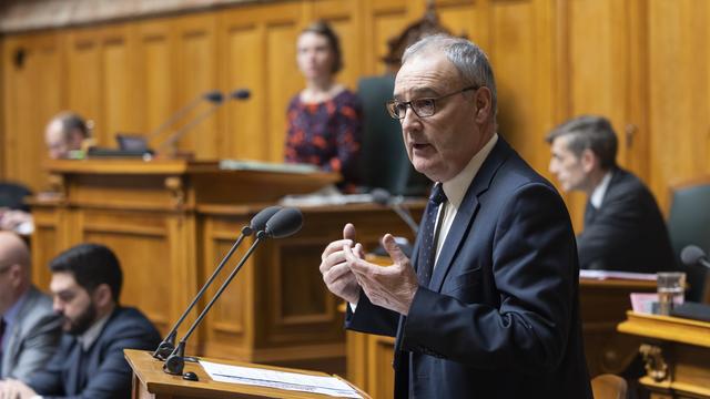 Guy Parmelin devant le Conseil national. [Keystone - Peter Klaunzer]