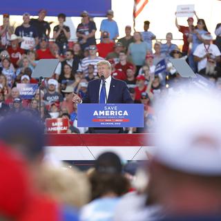Donald Trump lors d'un meeting du party républicain dans le Delaware, le 23 avril 2022. [AP Photo - Joe Maiorana - Keystone]