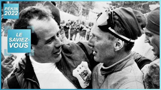 Eugenio Monti, à droite, félicite Tony Nash après l'épreuve de bob à deux à Innsbruck. [Imago- Topfoto]