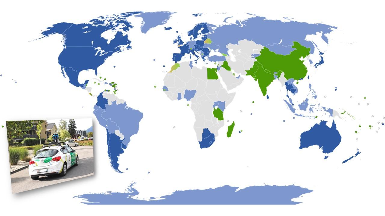 Couverture mondiale de Street-view en 2020 [Google/Wikipedia]