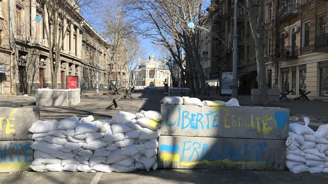 Le centre-ville d'Odessa est entièrement barricadé et fermé. [Maurine Mercier - Maurine Mercier]