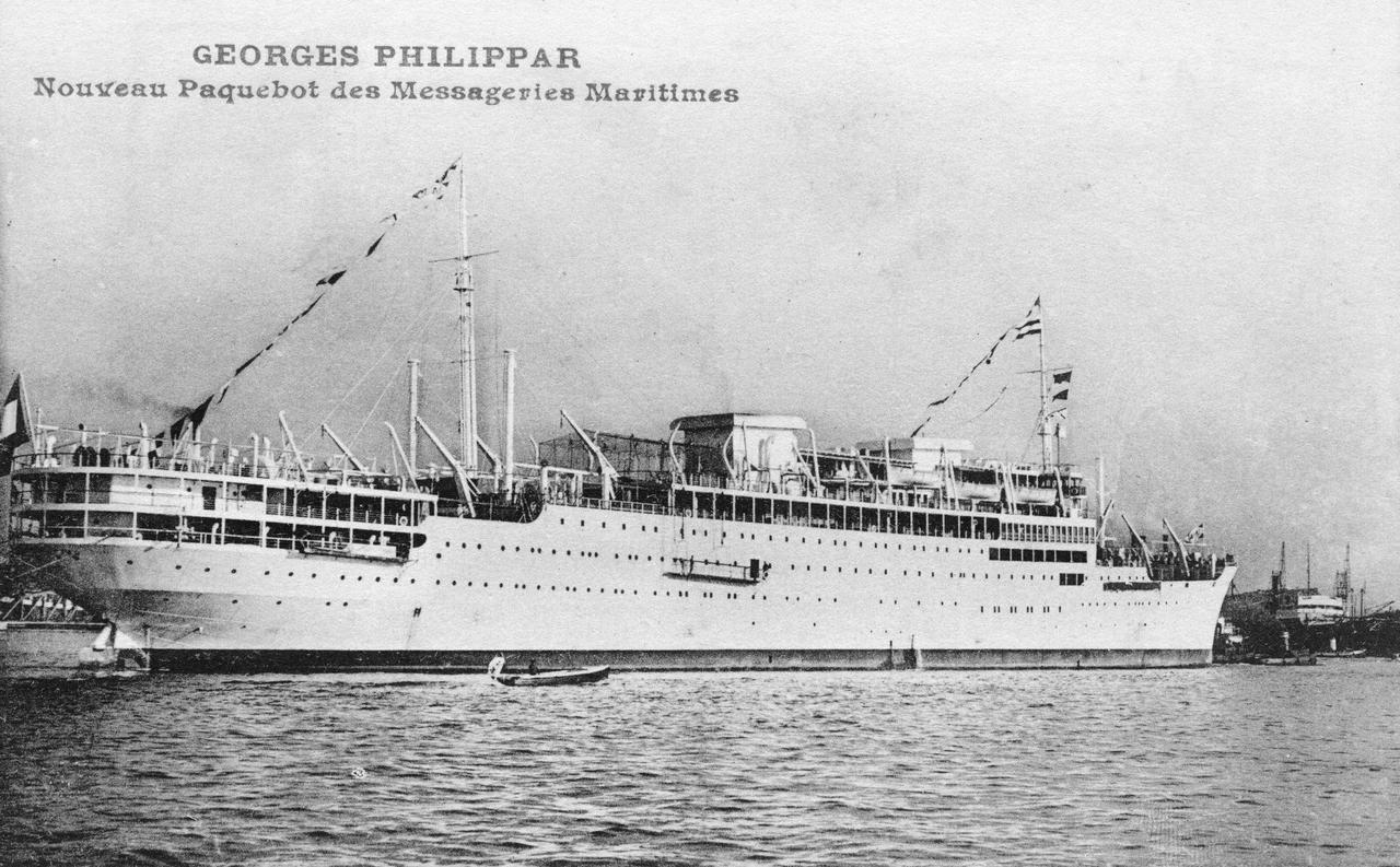 Une carte postale de 1931 qui montre le paquebot Georges Philippar. Il sombrera en 1932. [DP]