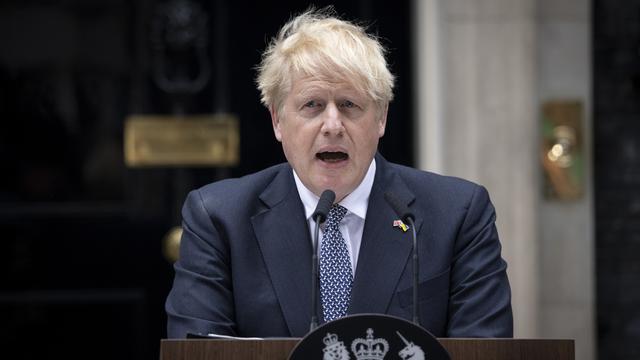 Le Premier ministre britannique Boris Johnson annonce sa démission en tant que leader du Parti conservateur à Downing Street, Londres, Grande-Bretagne, le 07 juillet 2022. [EPA/Keystone - Tolga Akmen]