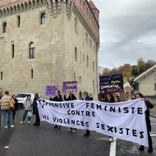 Mobilisation à Lausanne pour la Journée internationale pour l'élimination de la violence à l’égard des femmes. [RTS - Martine Clerc]