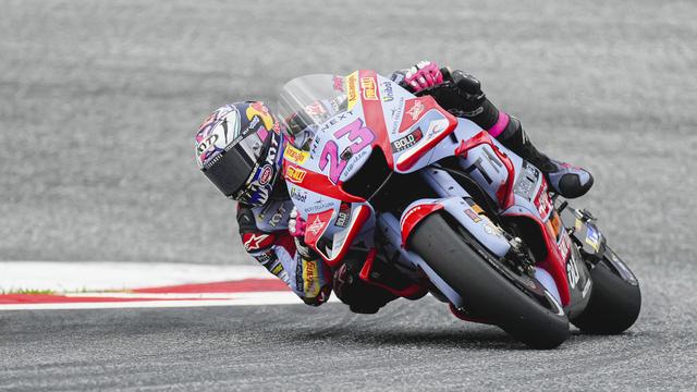 L'Italien Enea Bastianini a signé le meilleur temps des qualifications et s'élancera en pole position du GP d'Autriche. [AP Photo/Florian Schroetter]