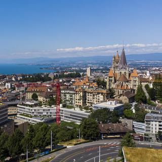 Une vue de aérienne de Lausanne. [Keystone - Leandre Duggan]