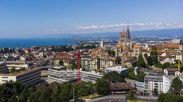 Une vue de aérienne de Lausanne. [Keystone - Leandre Duggan]