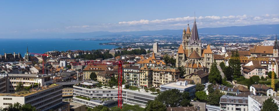 Une vue de aérienne de Lausanne. [Keystone - Leandre Duggan]