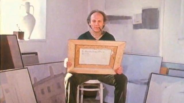 Le peintre valaisan Léo Andenmatten dans son atelier en 1973. [RTS]