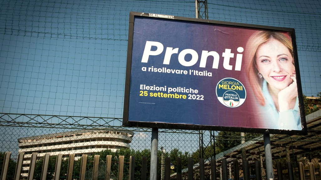 Le parti Fratelli d'Italia de Giorgia Meloni pourrait faire une percée lors des législatives du 25.09.2022 en Italie. [NurPhoto/AFP - Andrea Ronchini]