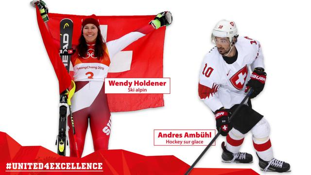 Holdener et Ambühl ont été désignés pour porter le drapeau helvétique. [Compte Twitter de Swiss Olympic Team : @swissteam]