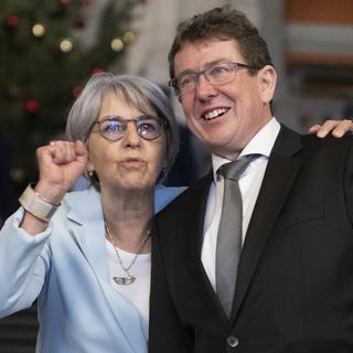 Elisabeth Baume-Schneider et Albert Rösti, élus au Conseil fédéral. [Keystone - Marcel Bieri]