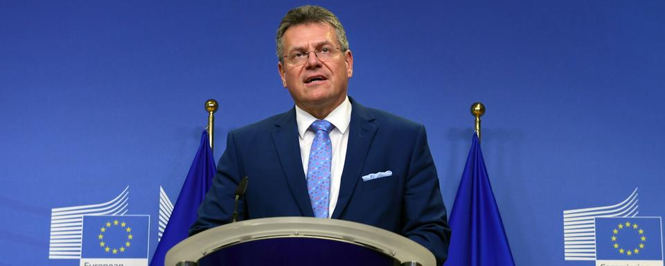 Maros Sefcovic est en charge des relations entre l'Union européenne et la Suisse. [Keystone - EPA/John Thys]