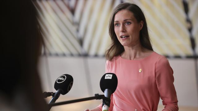 La Première ministre finlandaise Sanna Marin. [KEYSTONE - OLIVIER MATTHYS]