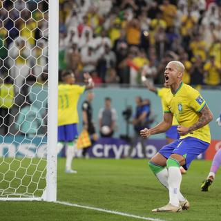 Richarlison inscrit son 3e but de la compétition, le 3-0 du Brésil face à la Corée du Sud. [Jin-Man Lee]