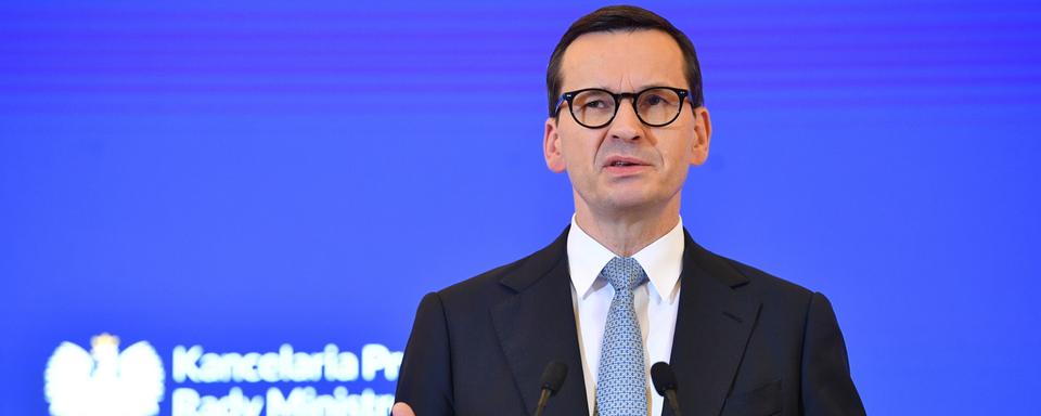 Le premier ministre polonais, Mateusz Morawiecki, appelle au calme suite à l'explosion d'un missile sur sol polonais. [EPA/Keystone - Radek Pietruszka]