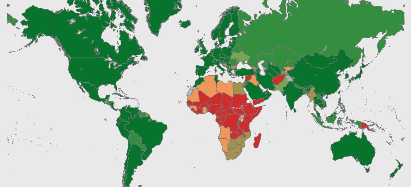 La carte de la vaccination dans le monde. [OMS]