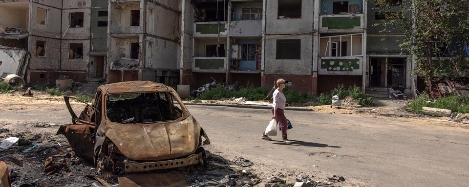 Un quartier de Tcherniguiv das le nord de l'Ukraine le 22 août 2022. [EPA/Keystone - Roman Pilipey]