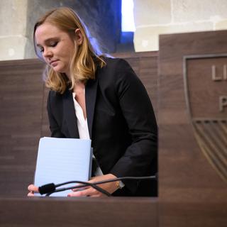 La conseillère d'Etat Valérie Dittli lors de la présentation du budget du canton de Vaud pour 2023 le 22 septembre 2022. [Keystone - Laurent Gillieron]
