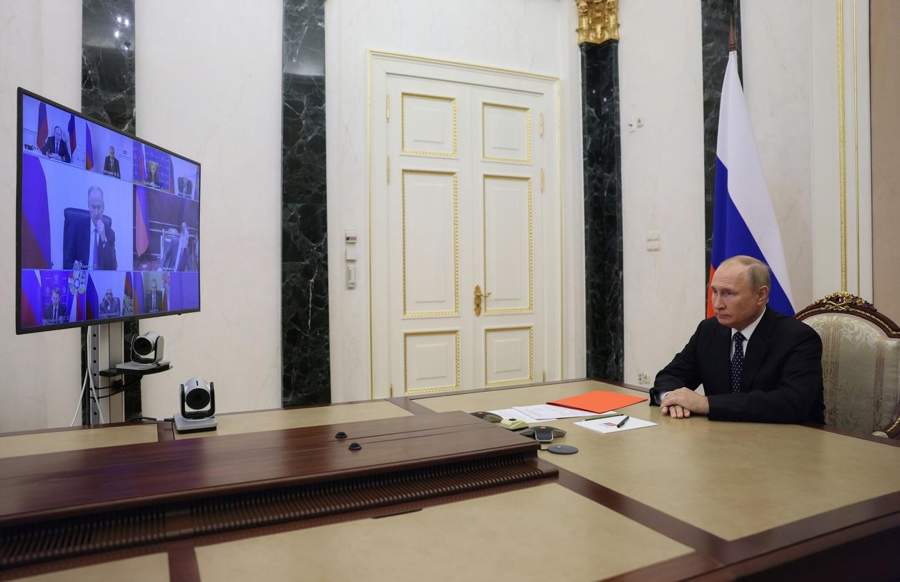 Le président russe Vladimir Poutine, photographié ici le 23 septembre 2022 à Moscou. [AP/Keystone - Gavriil Grigorov]
