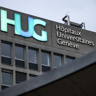 Le logo des Hôpitaux Universitaires de Genève. [Keystone - Martial Trezzini]