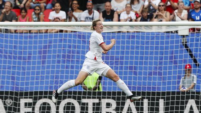 Ellen White lors d'un match de la Coupe du monde de football en 2019. [Keystone - AP Photo/Michel Spingler]