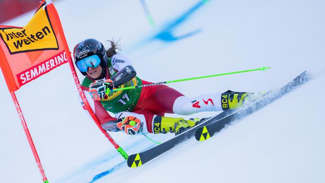 La skieuse autrichienne Ricarda Haaser au Géant dames à Simmering en Autriche. [APA/keystone - GEORG HOCHMUTH]