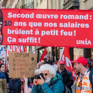 Le syndicat Unia était présent dans les manifestations du 1er Mai en Suisse. [Unia]
