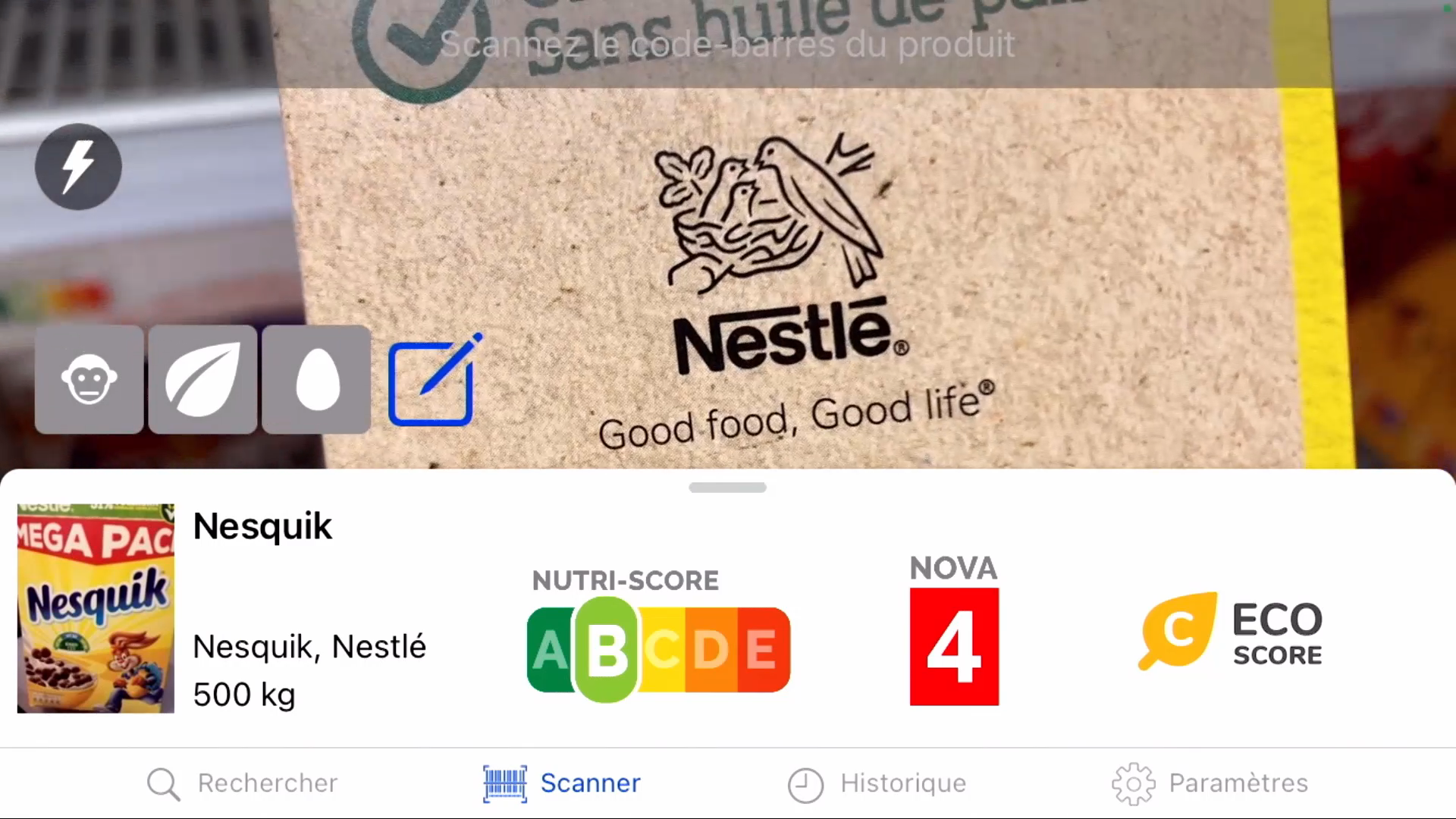 Test du nutriscore sur un produit Nestlé. [RTS - Temps présent]