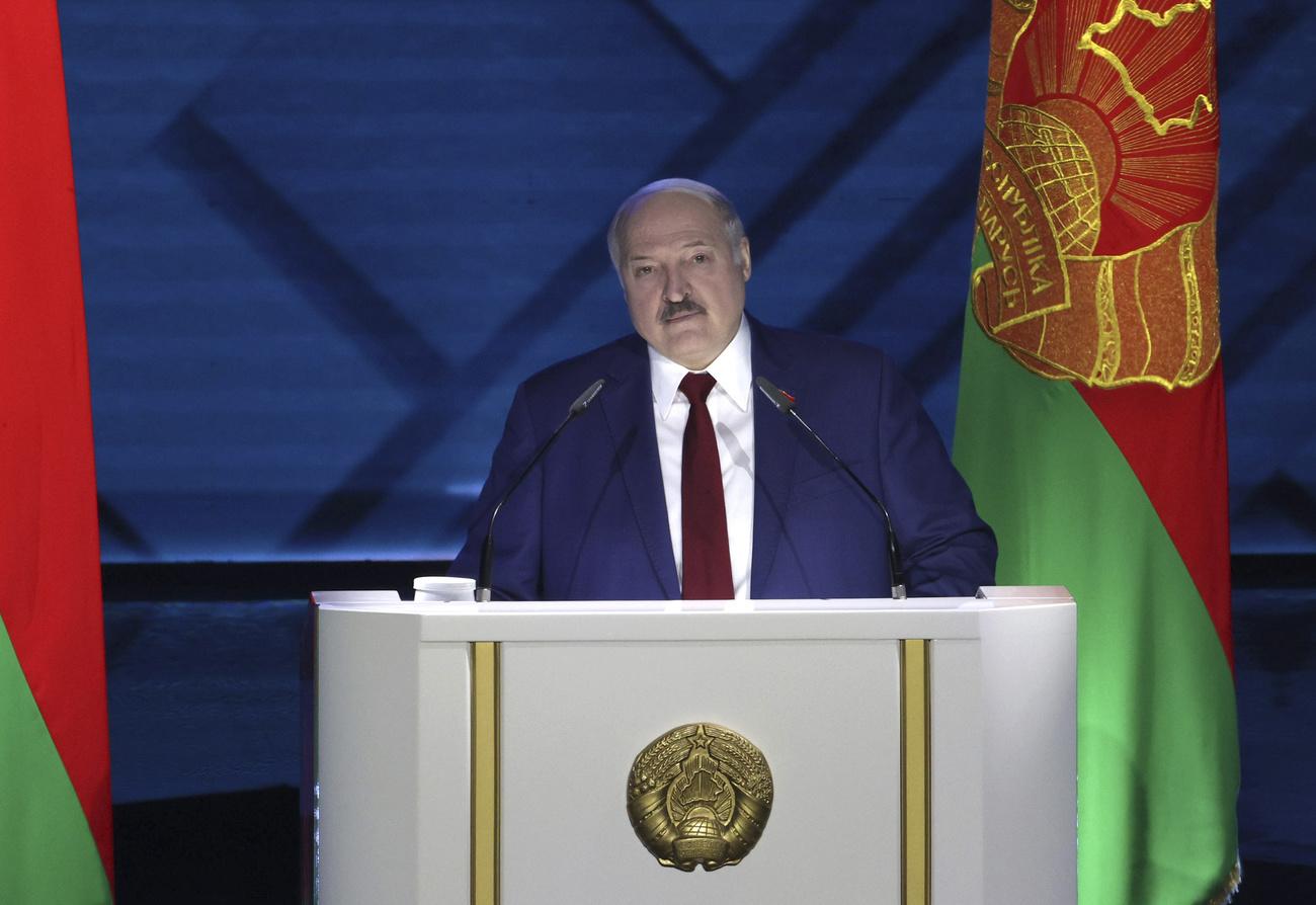 Alexander Lukashenko s'est lancé dans un discours de plusieurs heures devant la nation. [Keystone/BelTA - Pavel Orlovsky]