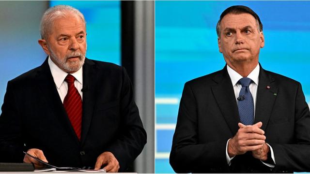 Lula et Jair Bolsonaro lors du dernier débat télévisé, vendredi 29.10.2022. [AFP - Mauro Pimentel]