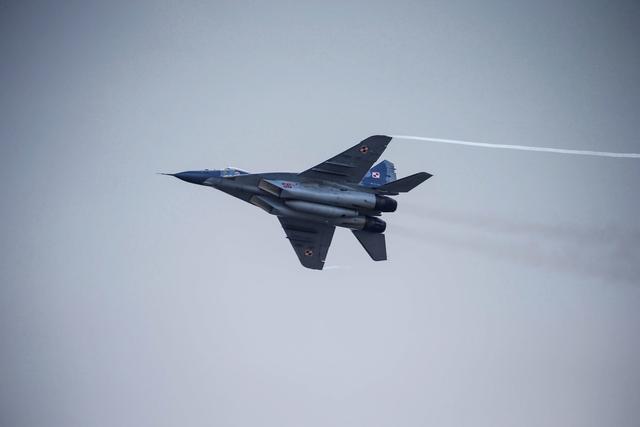 Un MiG-29 de l'armée de l'air polonaise photographié en 2013. [Keystone/EPA - Michael Walczak]