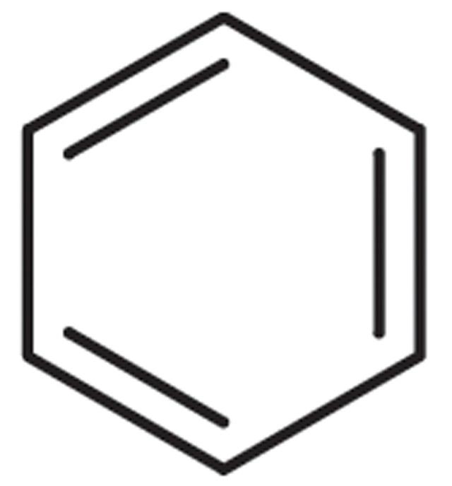 C6H6, la formule chimique du benzène, un composé organique, est représentée sous la forme d'un anneau. [tcichemicals.com]