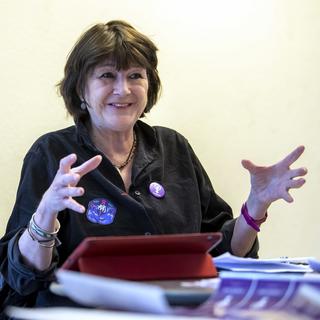 Françoise Nyffeler, figure de la grève des femmes à Genève, et candidate au Conseil d'Etat pour Ensemble à gauche. [Keystone - Martial Trezzini]
