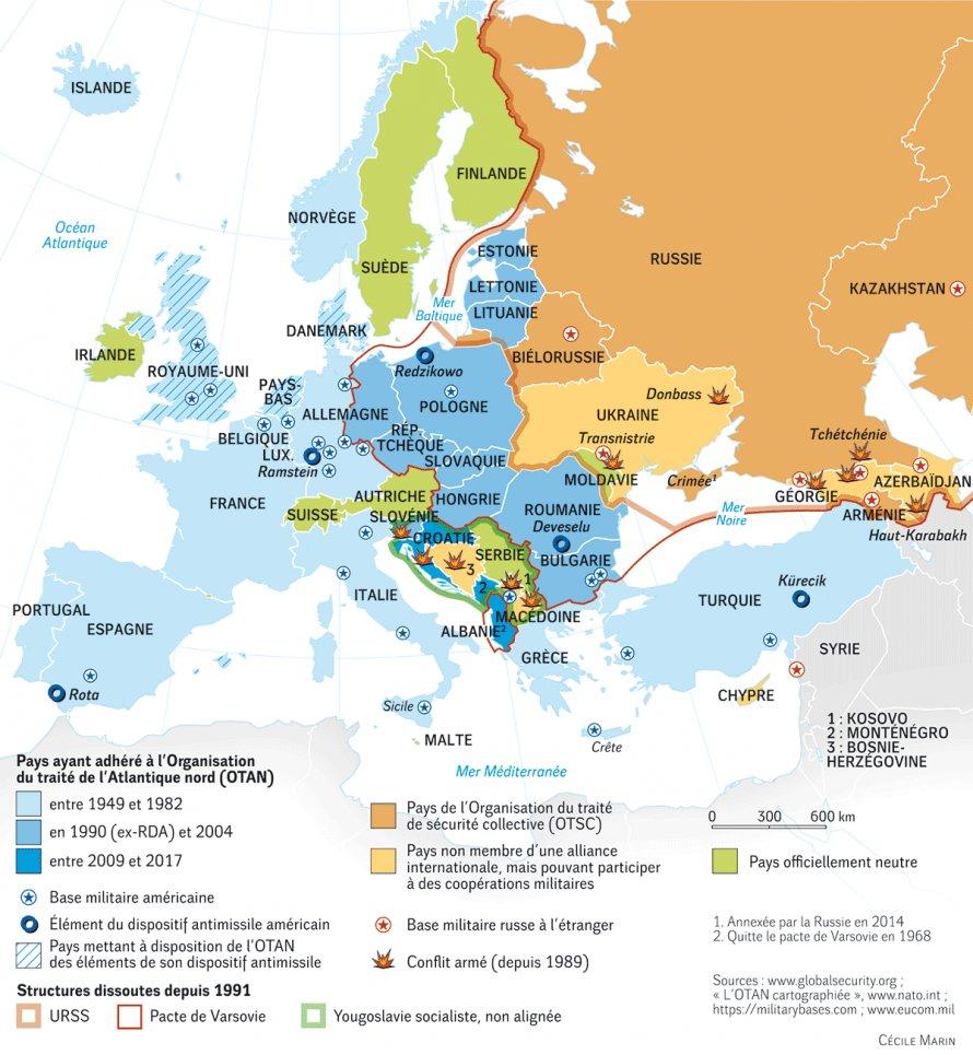 L'élargissement de l'OTAN perçu comme une menace par les autorités russes. [Monde diplomatique - Cécile Marin]