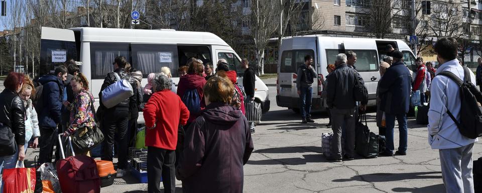 Evacuation de civils à Kramatorsk, samedi 09.04.2022. [AP/Keystone - Andriy Andriyenko]