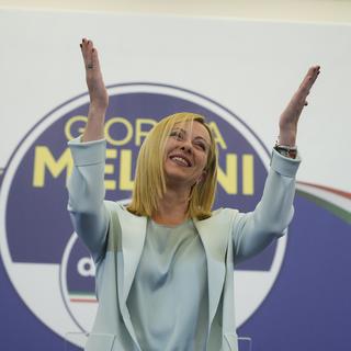 Giorgia Melon suite à son élection le 26 septembre 2022. [AP Photo/Keystone - Gregorio Borgia]