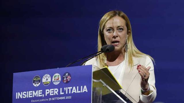 Giorgia Meloni en pleine campagne électorale le 22 septembre 2022 à Rome. [Keystone - EPA/GIUSEPPE LAMI]