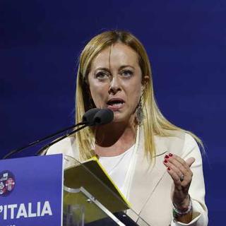 Giorgia Meloni en pleine campagne électorale le 22 septembre 2022 à Rome. [Keystone - EPA/GIUSEPPE LAMI]