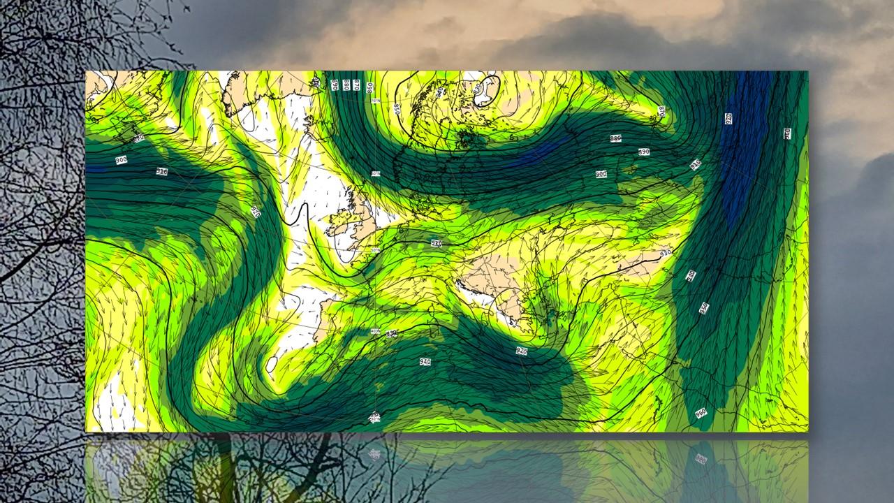 Circulation des courants en altitude, prévue par le modèle européen (ECMWF) le 29 mars 2022 à 12h UTC [ECMWF/RTS - Florence Tercier]