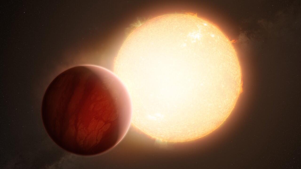 Grâce à l'instrument ESPRESSO du Very Large Telescope de l'ESO, les astronomes ont découvert l'élément le plus lourd à ce jour dans l'atmosphère d'une exoplanète, le baryum, dans les deux Jupiters ultra chauds WASP-76 b et WASP-121 b (illustration d'artiste). [ESO - M. Kornmesser]