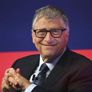 Bill Gates prend la parole lors du Global Investment Summit au Science Museum de Londres, le mardi 19 octobre 2021. [Pool Photo via AP/KEYSTONE - Leon Neal]