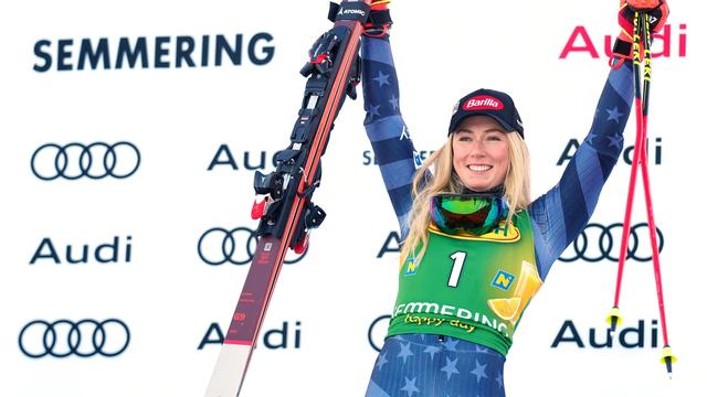 La joie de Mikaela Shiffrin qui décroche une belle victoire. [Georg Hochmuth]