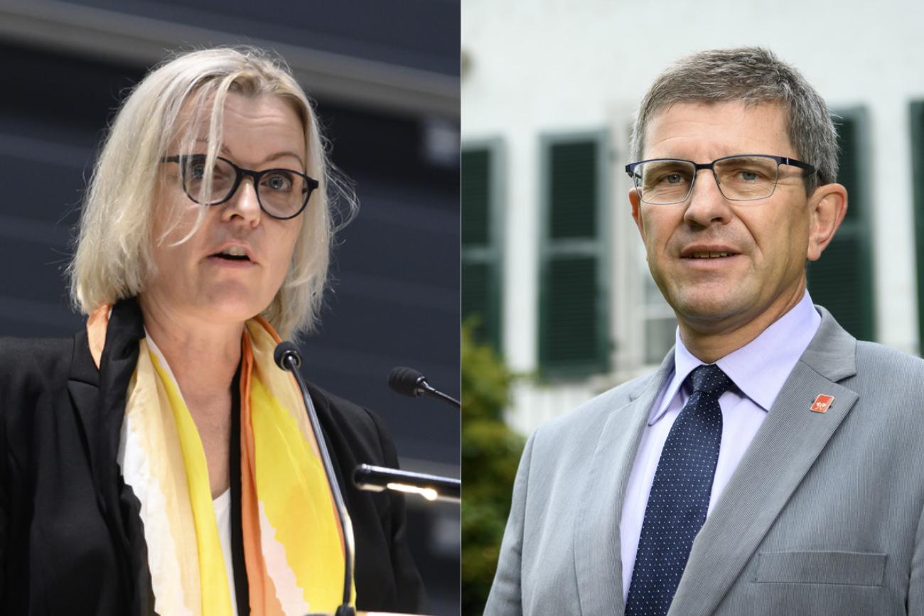 Astrid Bärtschi (Centre) et Erich Fehr (PS) tentent d'accéder au Conseil-exécutif bernois. [Keystone - Anthony Anex]