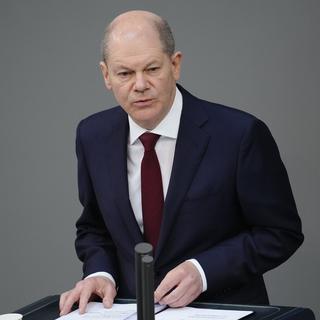 Le chancelier allemand Olaf Scholz. [Keystone - Kay Nietfeld]