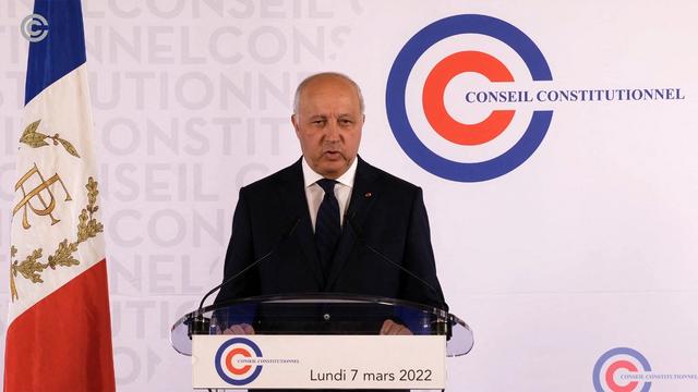 Laurent Fabius a annoncé la liste des candidatures validées via une vidéo. [Conseil Constiutionnel /AFP]