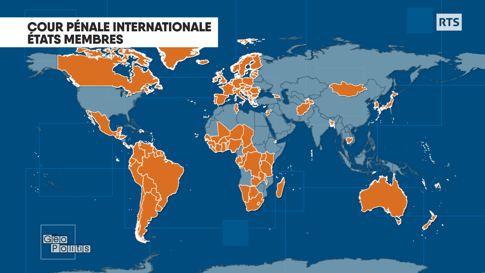 Les Etats membres de la Cour pénale internationale (CPI). [RTS - Géopolitis]