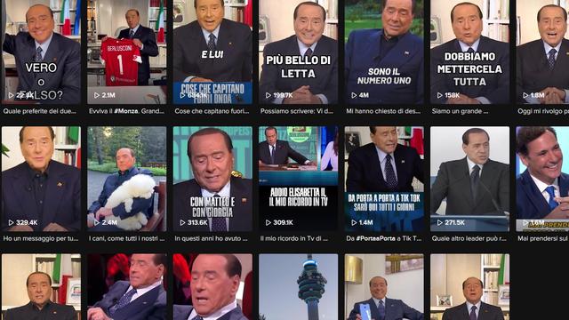 En Italie, Silvio Berlusconi fait campagne aussi sur TikTok. [RTS - Capture d'écran]