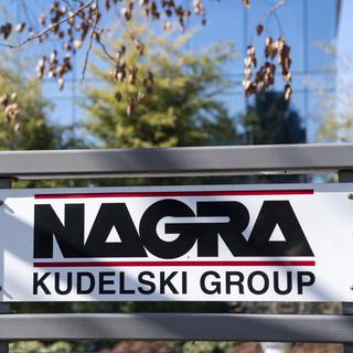 Le logo du Nagra Kudelski Group, basé à Cheseaux (VD). [KEYSTONE - ADRIEN PERRITAZ]