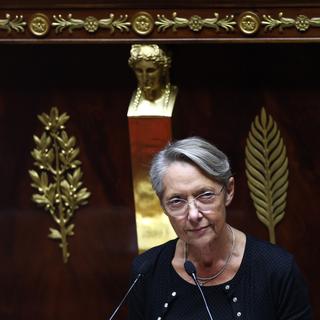Elisabeth Borne devant l'Assemblée nationale française, 19.10.2022. [EPA/Keystone - Mohammed Badra]